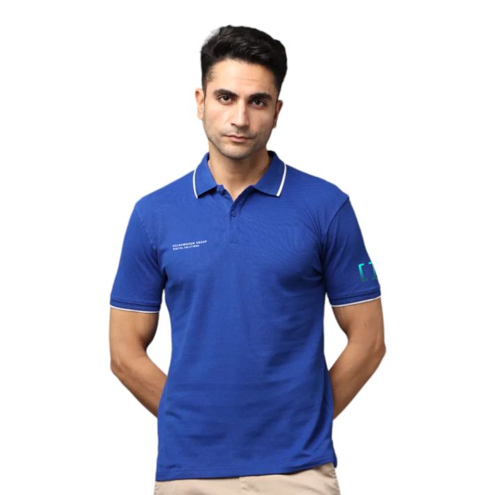 Greys&Blues Pima Collar T-Shirt-Royal Blue with White