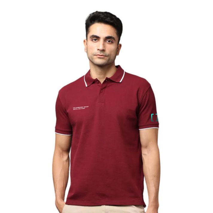 Greys&Blues Pima Collar T-Shirt-Wine with White