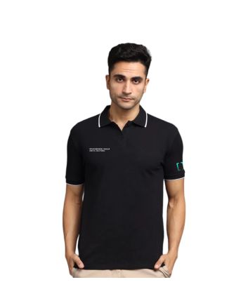 Greys&Blues Pima Collar T-Shirt- Black with White